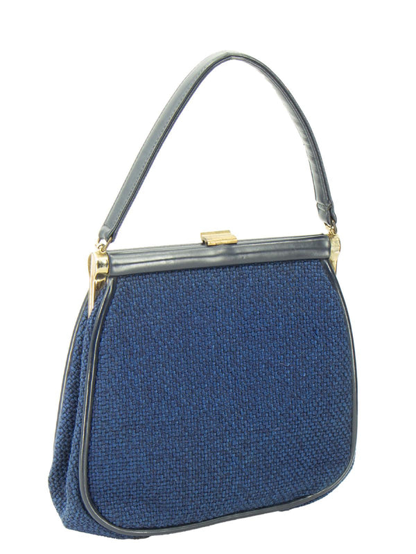 1960s Vintage Blue Fabric Frame Bag