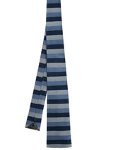 Silk Blue Striped Square End Skinny Tie