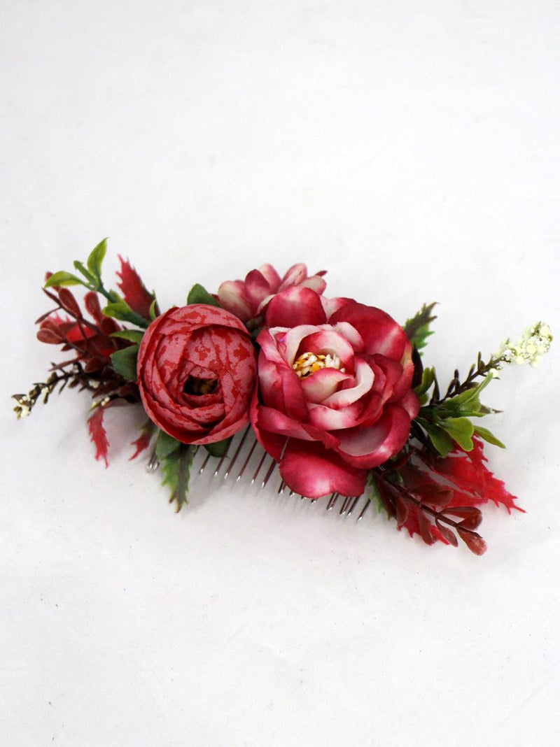 Red Bouquet Vintage Style Hair Flower Comb