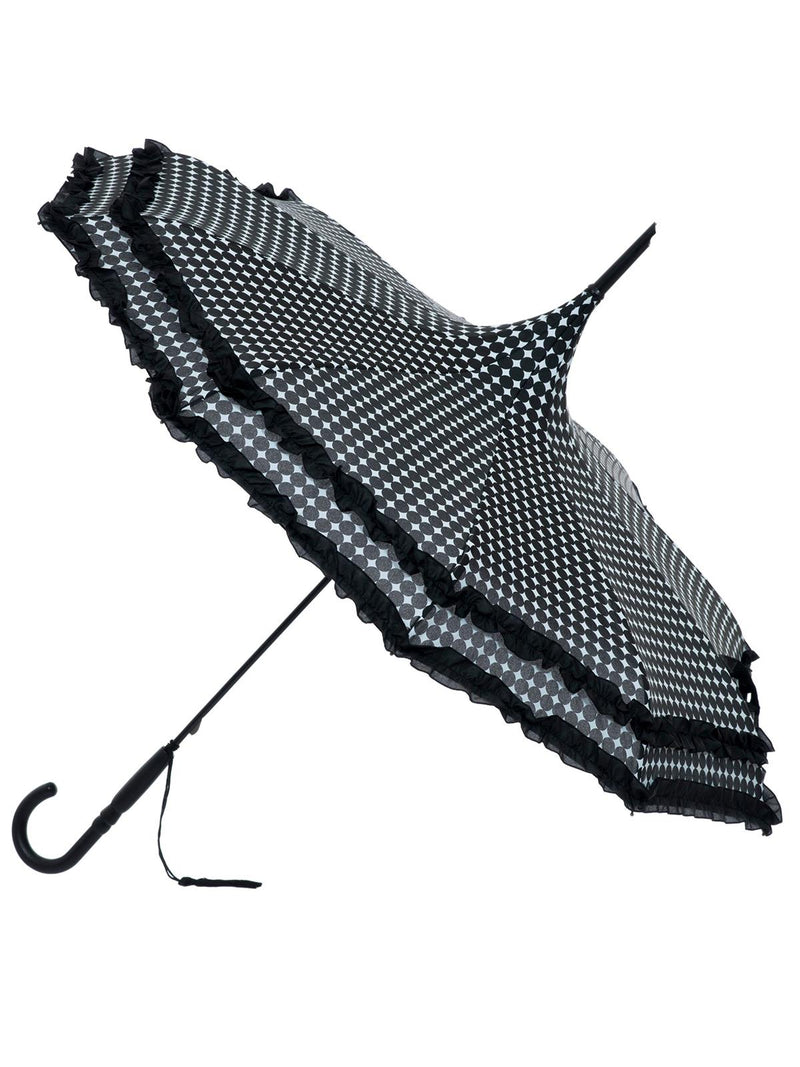 Black Polka Dot Vintage Pagoda Style Umbrella