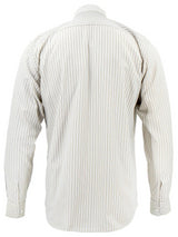 White Detachable Spearpoint Shirt - Brown Orton Stripe