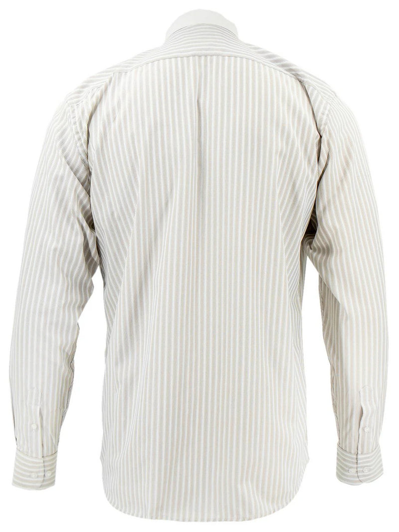 White Detachable Spearpoint Shirt - Brown Orton Stripe