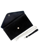 Black Real Suede Vintage Look Envelope Clutch Bag