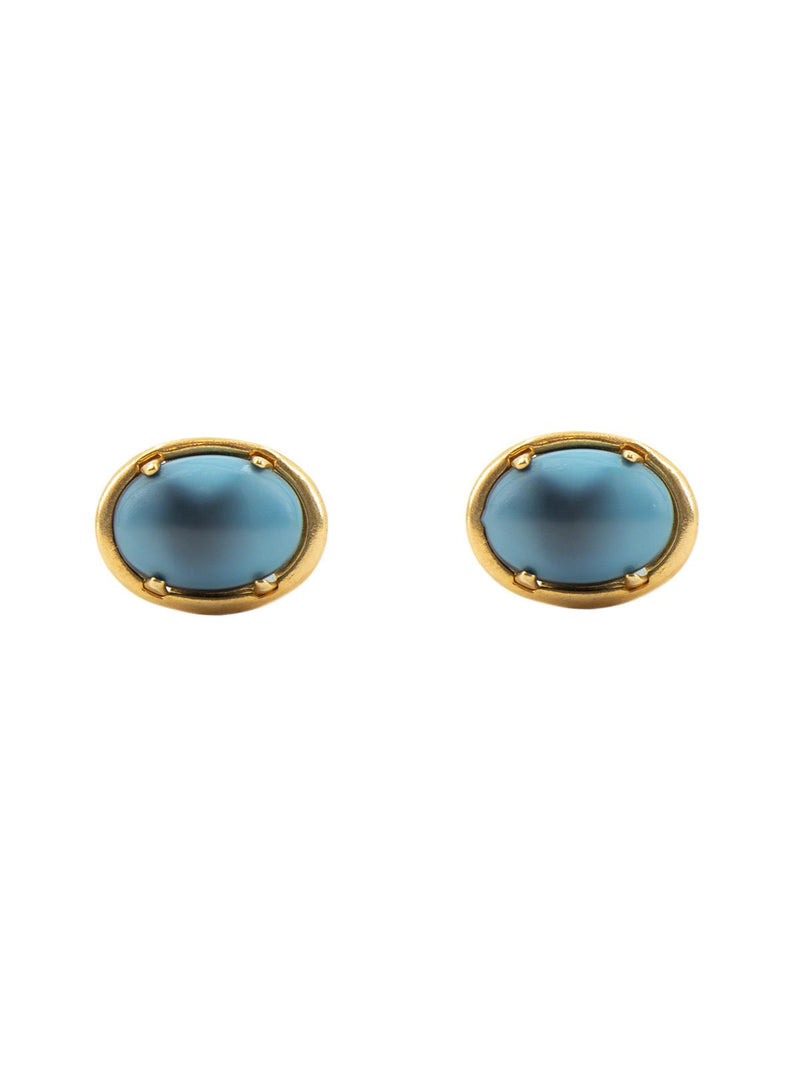 Vintage 1950s Gold Plated Light Blue Cufflinks