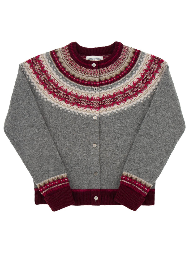 Merino Lambswool Alpine Cardigan - Grey Berry