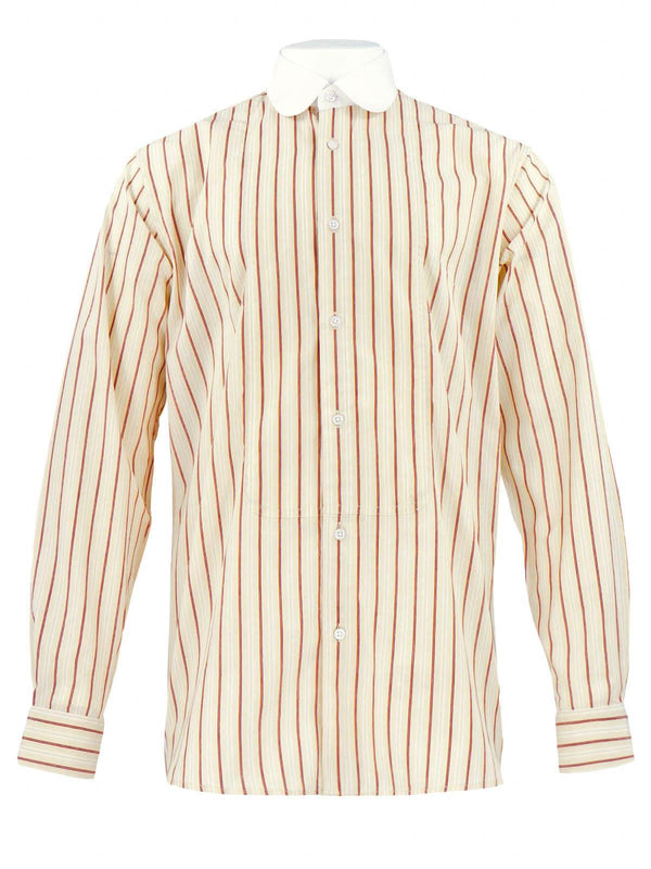 Byram Round Collar Shirt - Flax Stripe
