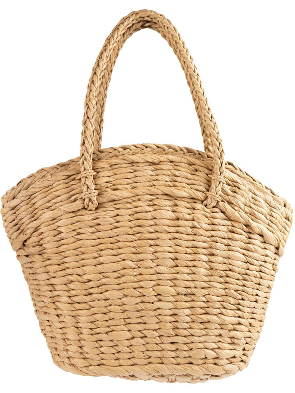 Retro Woven  Basket Bag Polka Dot Lining