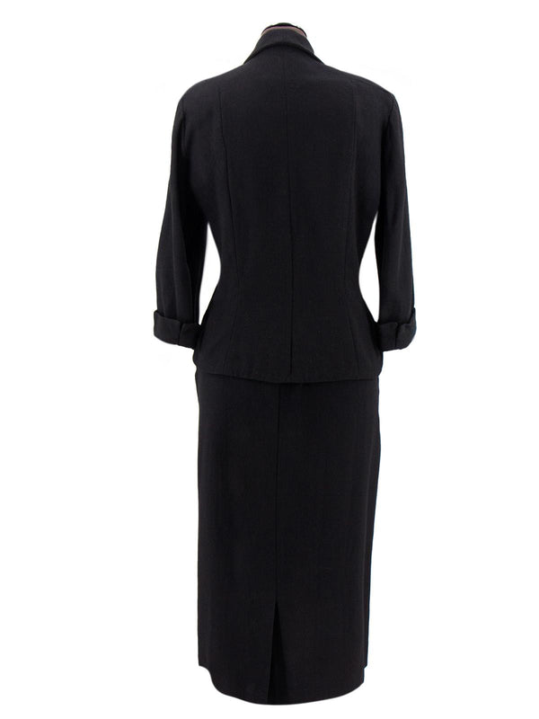 1940s Original Vintage Black Wool Dress Suit