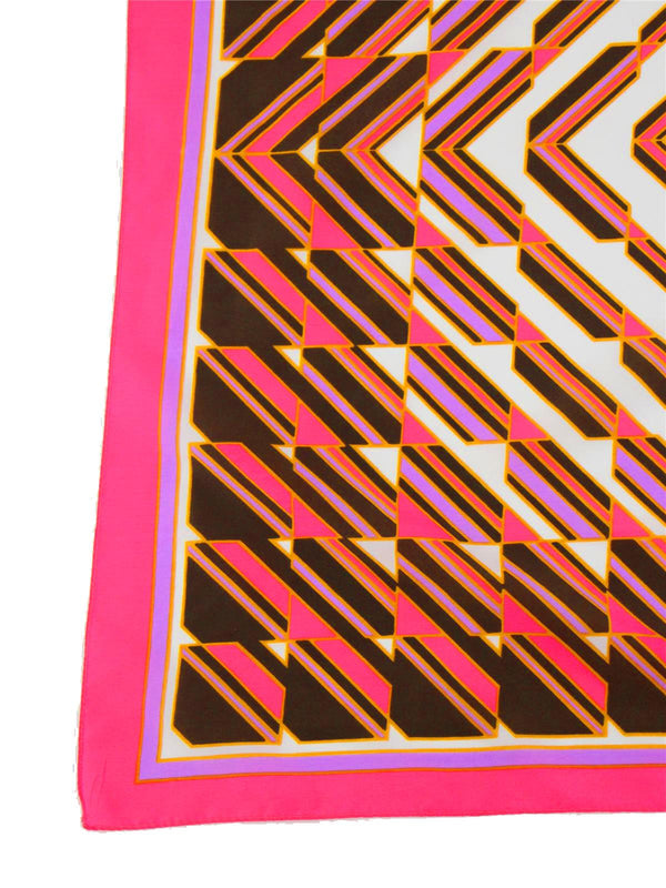 Vintage Pink 1960s Geometric Patterned Scarf