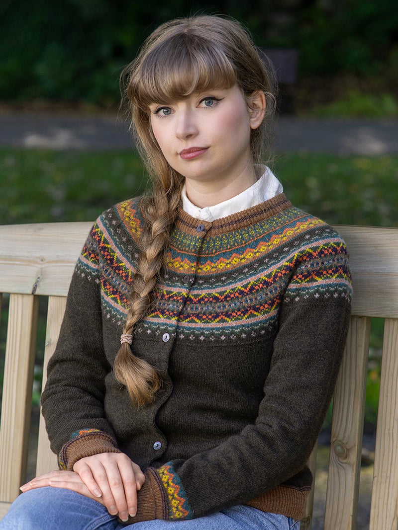 Merino Lambswool Alpine Cardigan - Highland Brown