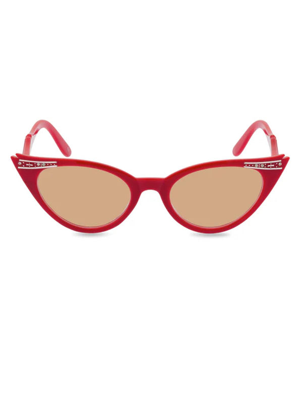 1950s Vintage Style Winged Catseye Sunglasses Red