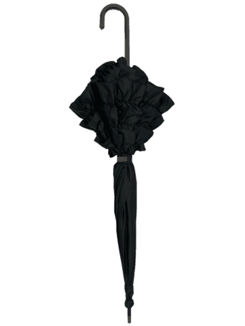 Triple Frill Black Vintage Style Umbrella