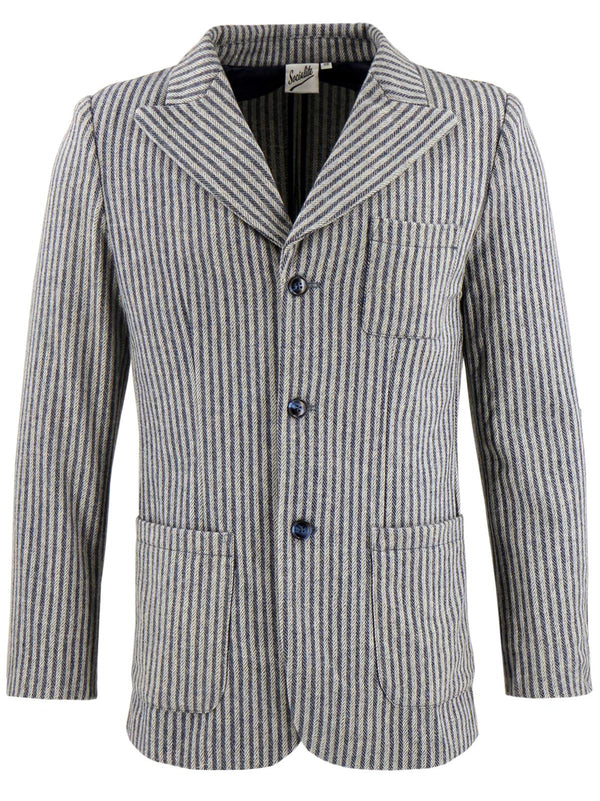 1940s Style Gallivant Navy Stripe Wool Boating Jacket