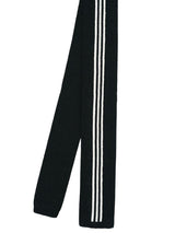 Black Stripe 100% Silk Knitted Skinny Tie