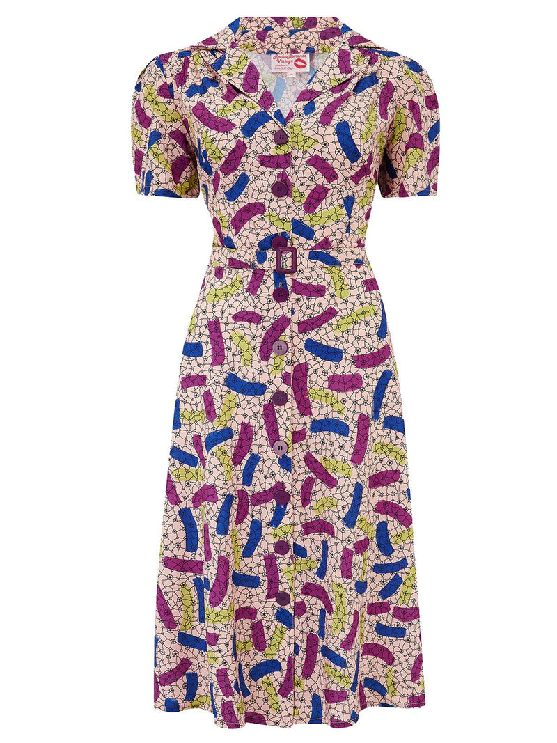 Vintage Style Shirt Dress Confetti Print