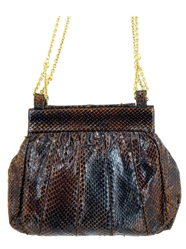 True Vintage Brown Snakeskin Frame Bag