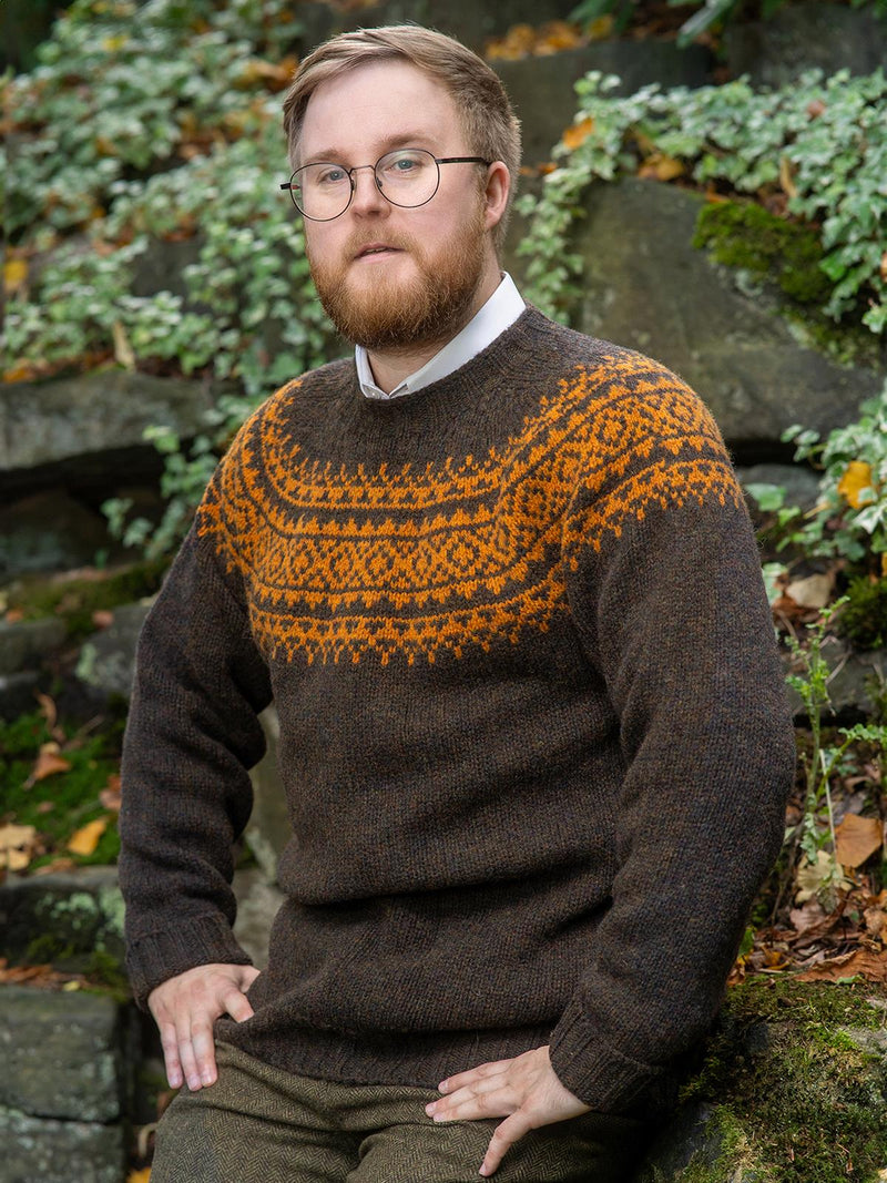 Scottish Wool Fairisle Crewneck Jumper in Turin Brown