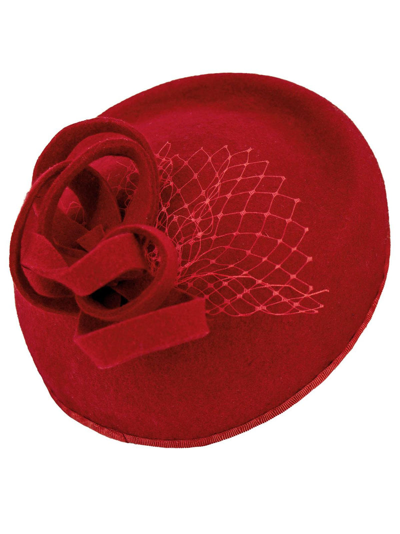 Poppy Red Felt 1940s Vintage Style Pillbox Hat