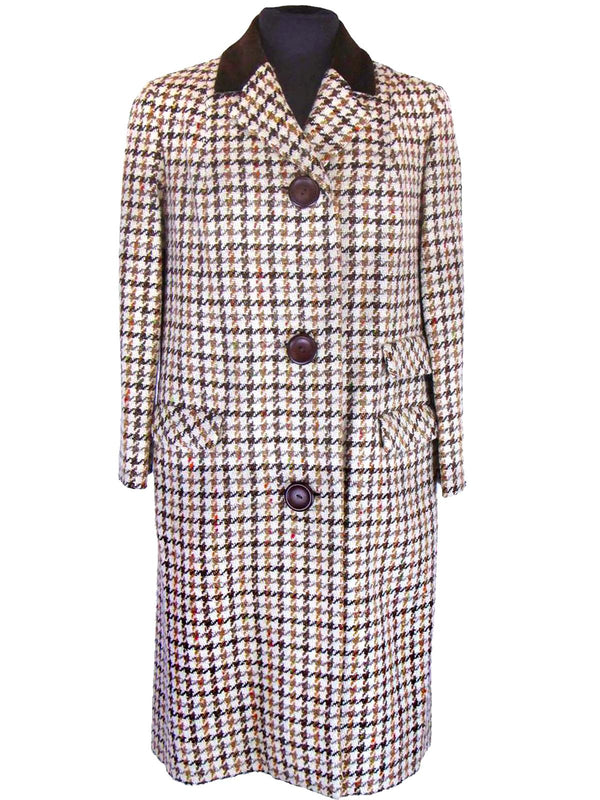 Check Tweed Vintage 1960s Coat By Alexon