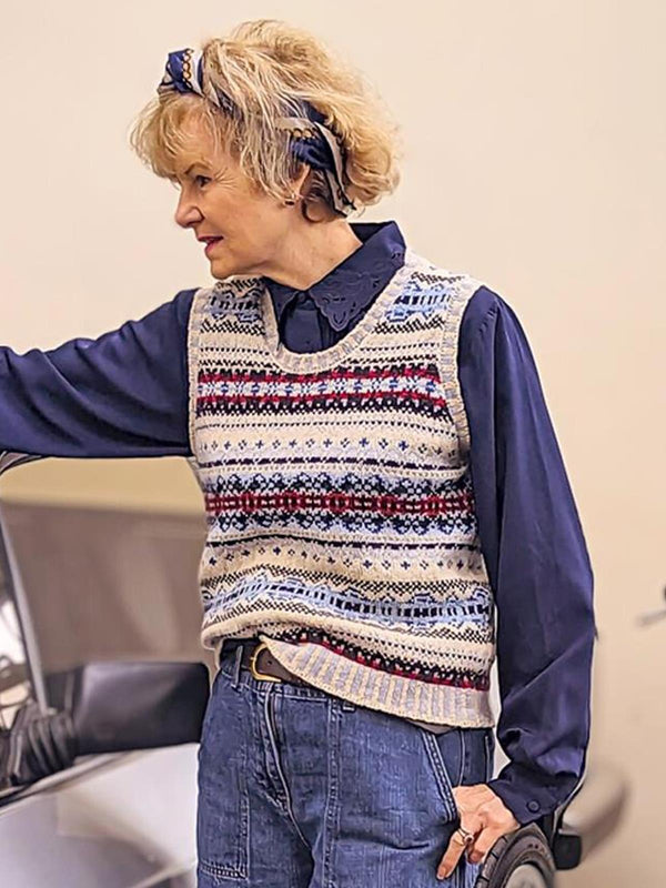 Scottish Wool Fairisle Tank Top in Sundae Cream