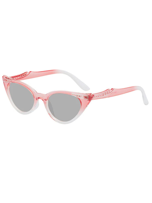 1950s Vintage Style Winged Catseye Sunglasses Tonal Pink