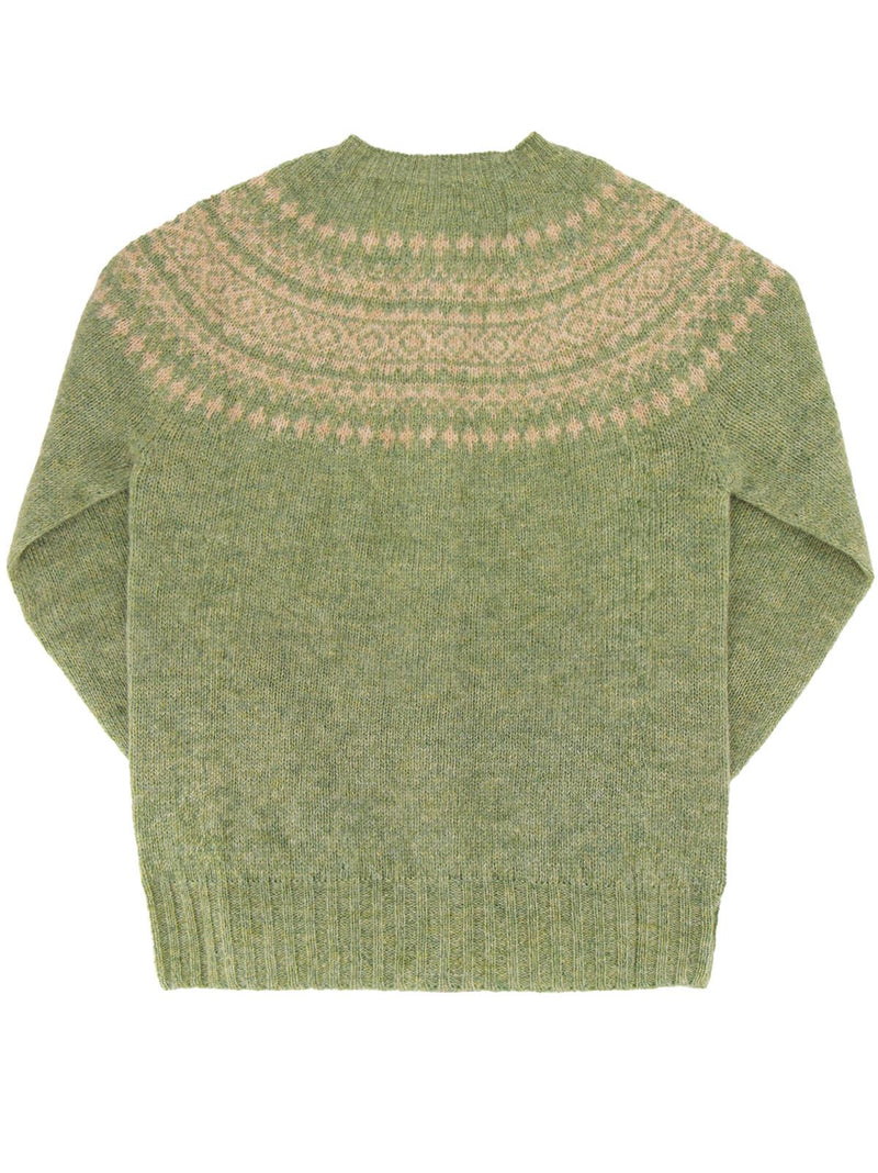 1940s Style Pure Wool Fairisle Cardigan in Jade Green