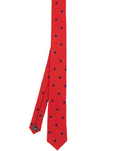 Red & Navy Blue Spot Silk Slim Tie