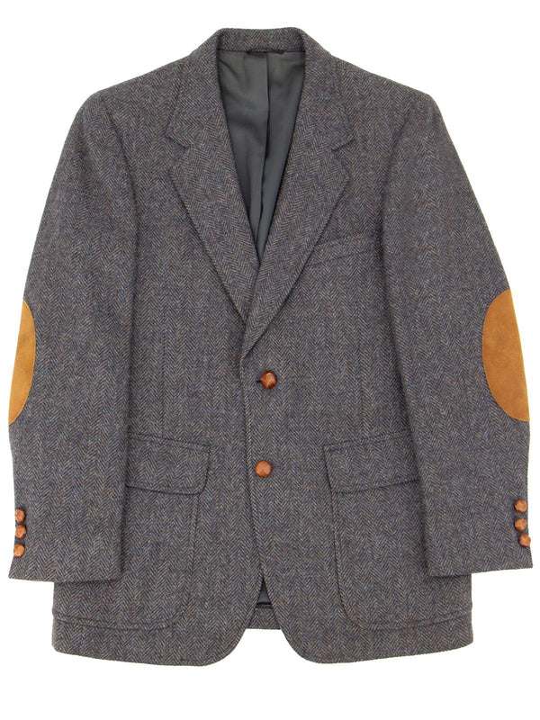 Vintage Herringbone Tweed Blazer Elbow Patches