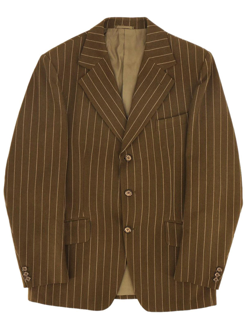 Khaki Brown Pinstripe Vintage 1970s Jacket - Main Image