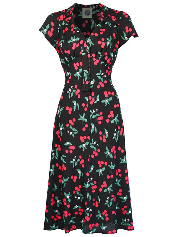 Vintage Style Cherry Print Tea Dress