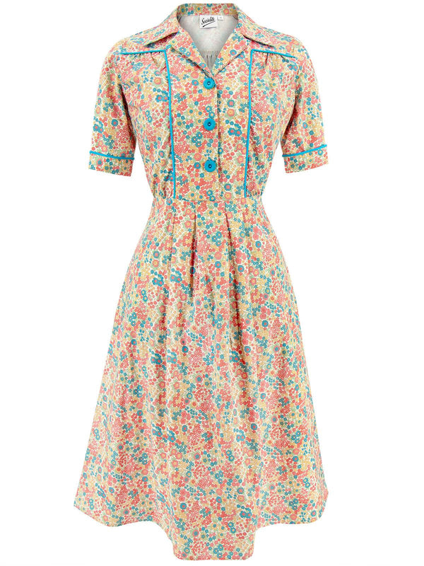 1940s Vintage Harmony Shirtwaist Dress in Millefleur