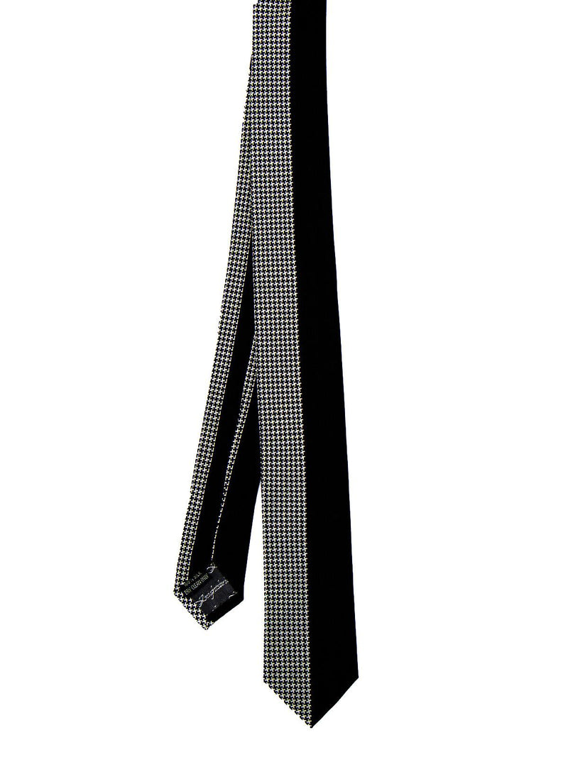 Black & White Houndstooth Silk Skinny Tie