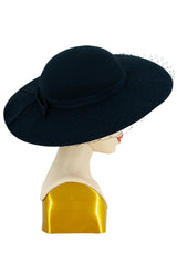 Navy Blue 40s Style Vintage Hat with Bow