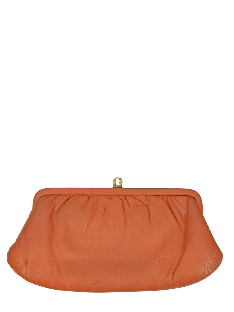 Apricot Soft Leather Vintage Clutch Bag