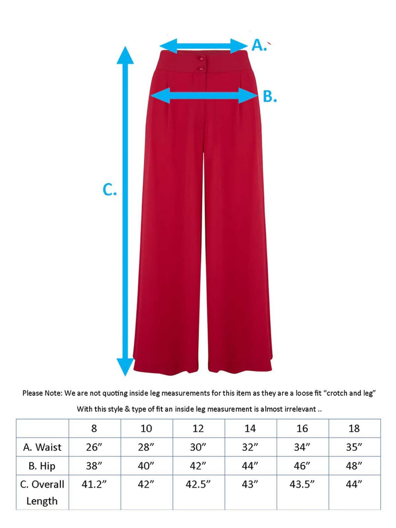 40s Vintage Style Wide Leg Trousers - Wine