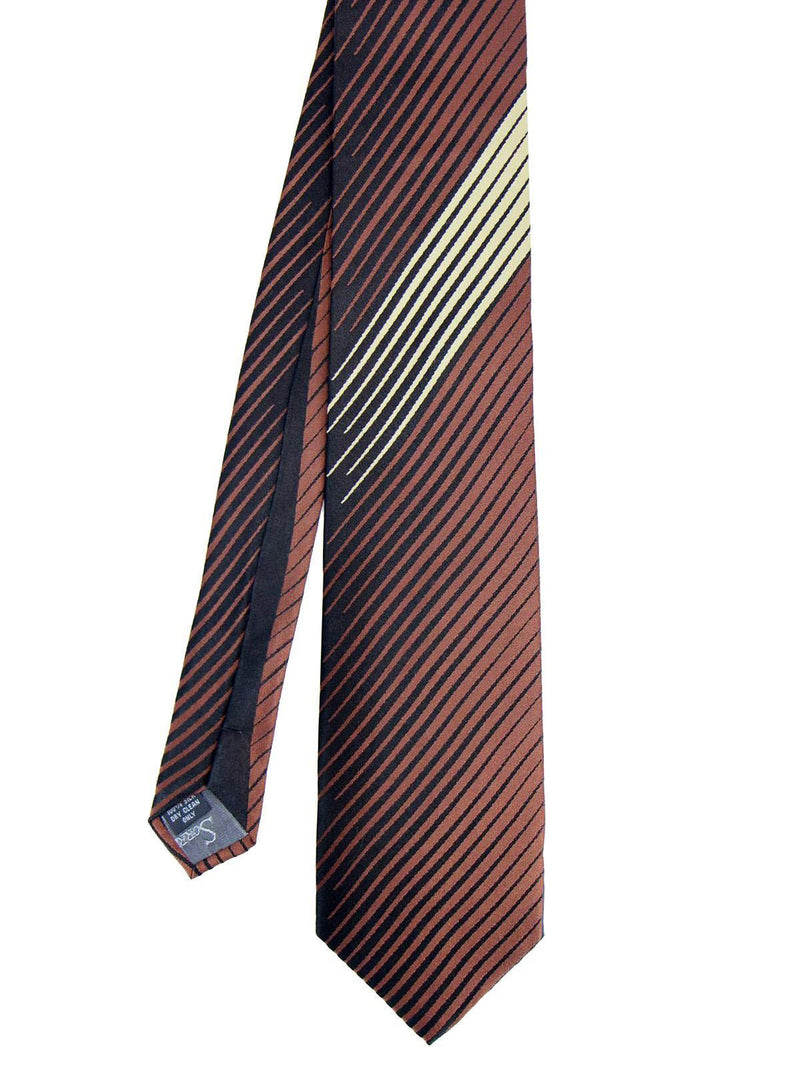 1940s Style Brown & Cream Stripe Silk Swing Tie