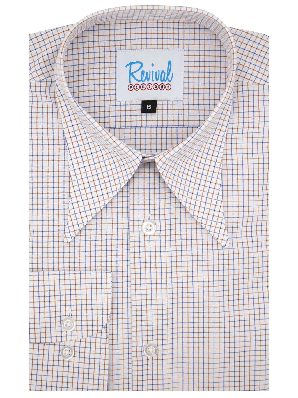 1940s Spearpoint Collar Shirt - Tattersall Check - Barrel Cuff ...