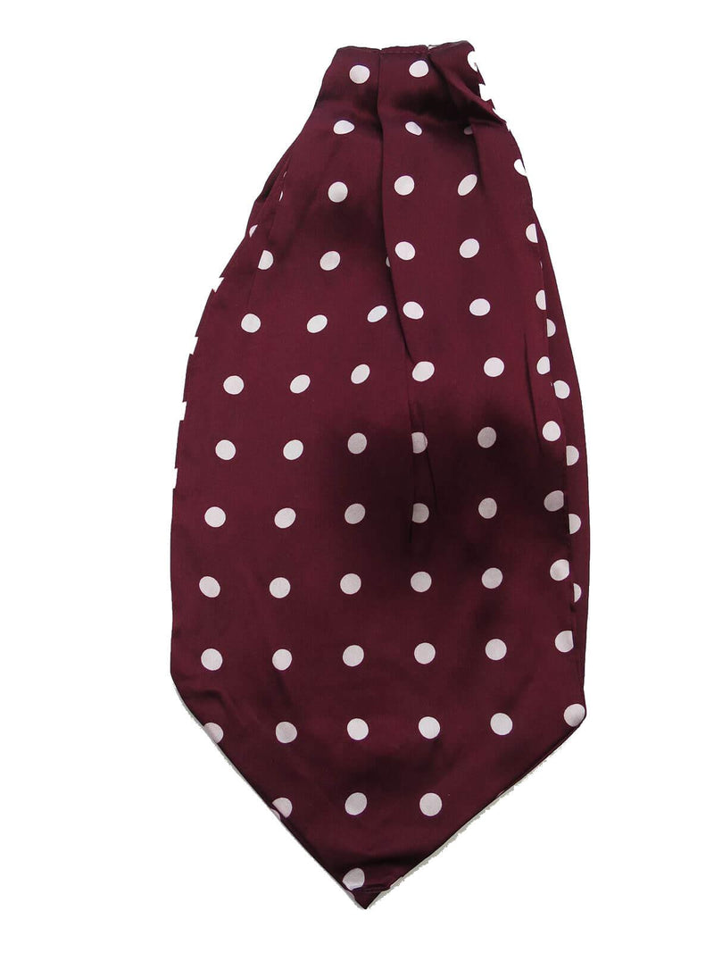 Vintage Look Burgundy & White Spotted Silk Cravat