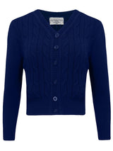 Navy Blue Cable Knit Vintage Style Cardigan