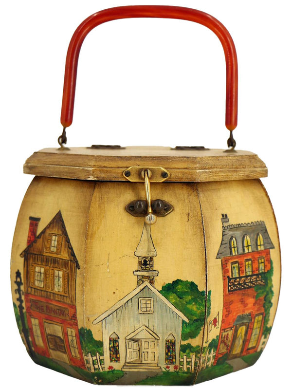 Vintage Painted Wooden Box Bag