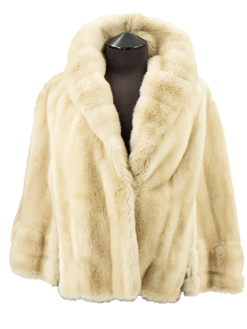 Vintage Beige Faux Fur Capelet Shawl