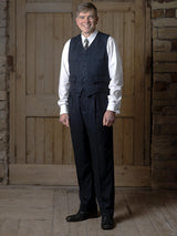 1940s Vintage Harry Indigo Broken Twilll Waistcoat