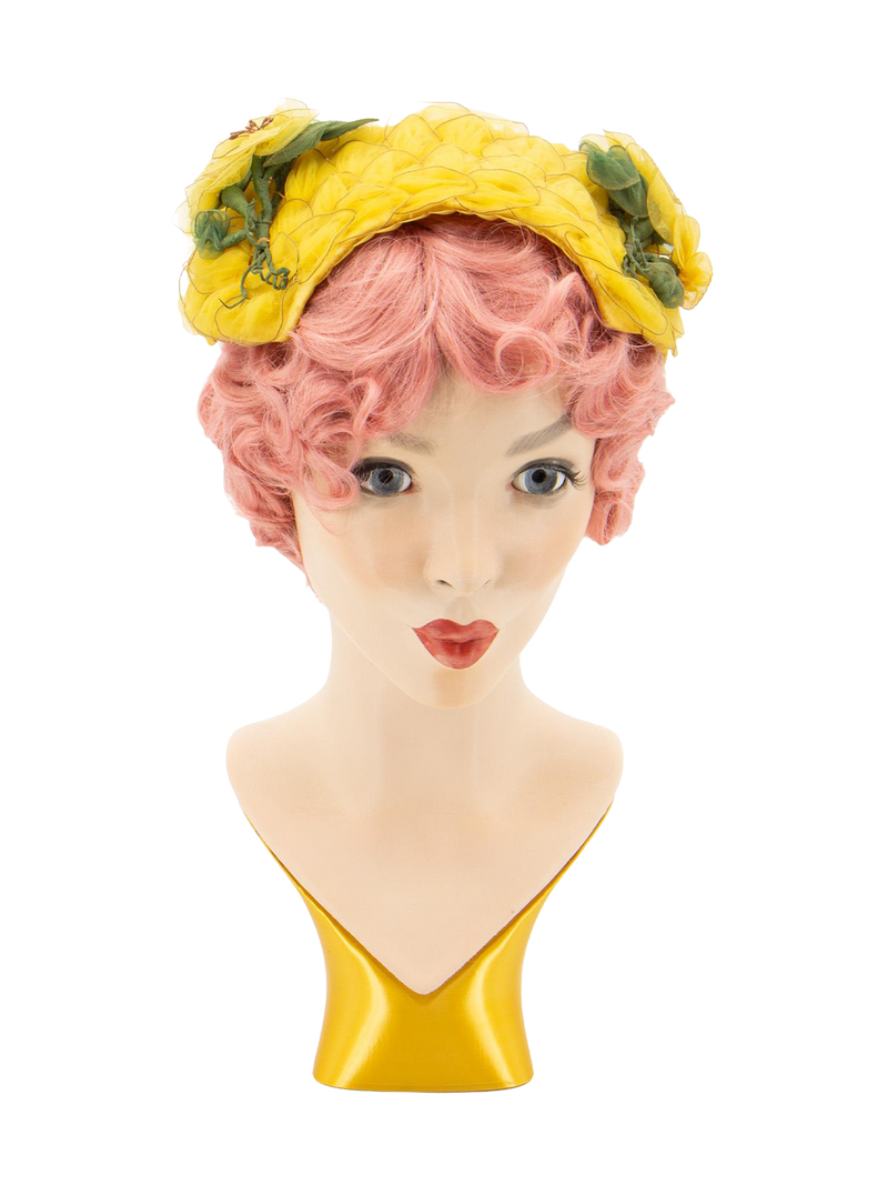 Decorative 1950s Lemon Chiffon Curvette Hat
