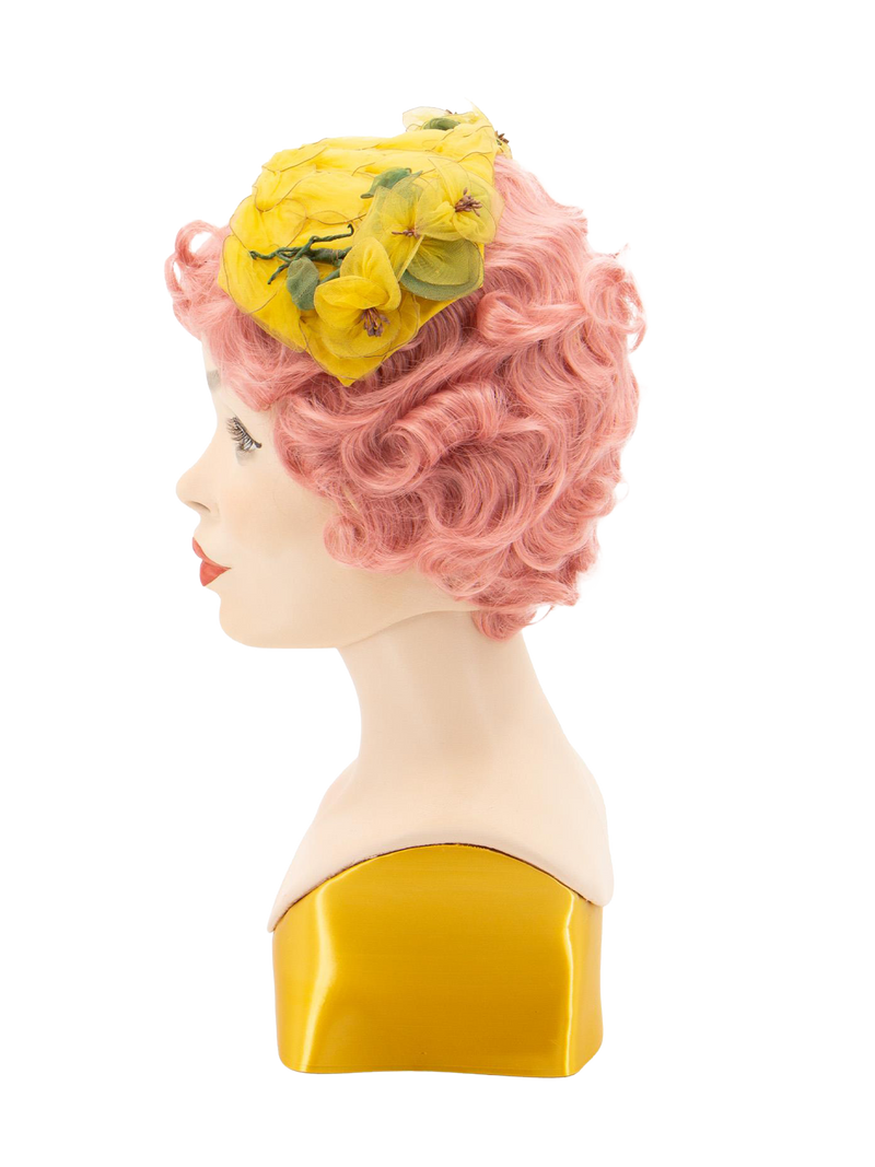 Decorative 1950s Lemon Chiffon Curvette Hat