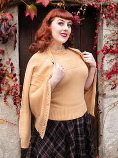 Cherish 1950s Wool Blend Twinset - Pincurl Beige