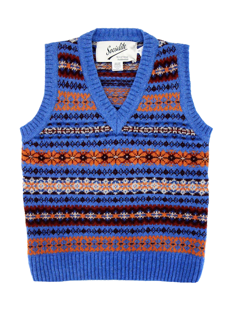 Scottish Wool Short Fairisle Tank Top in Cobalt Blue – RevivalVintage