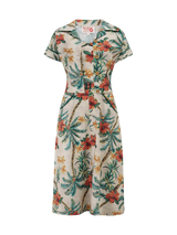 Two Piece Vintage Style Tiki Palm Print Dress & Bolero Set