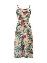 Two Piece Vintage Style Tiki Palm Print Dress & Bolero Set