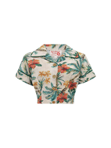 Two Piece Vintage Style Tiki Palm Print Dress & Bolero Set