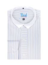 White Detachable Bankers Shirt - Blue & Pink Orton Stripe